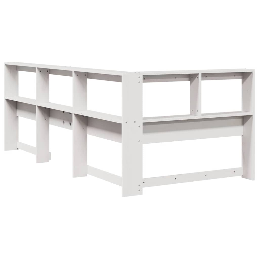 Testiera libreria a L-Testata contenitore Bianca 90 cm in Legno Massello di Pino 410796