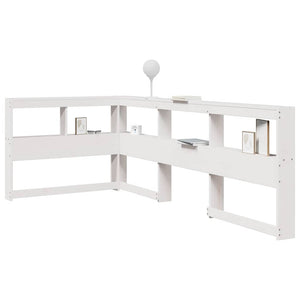 Testiera Libreria a L Bianca 90 cm in Legno Massello di Pino