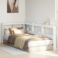 Testiera Libreria a L Bianca 75 cm in Legno Massello di Pino 859293