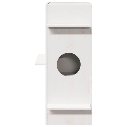 Cuccia per Gatti Bianca 43x43x90 cm in Legno Massello di Pino 859299