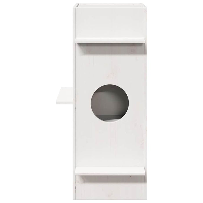 Cuccia per Gatti Bianca 43x43x90 cm in Legno Massello di Pino 859299