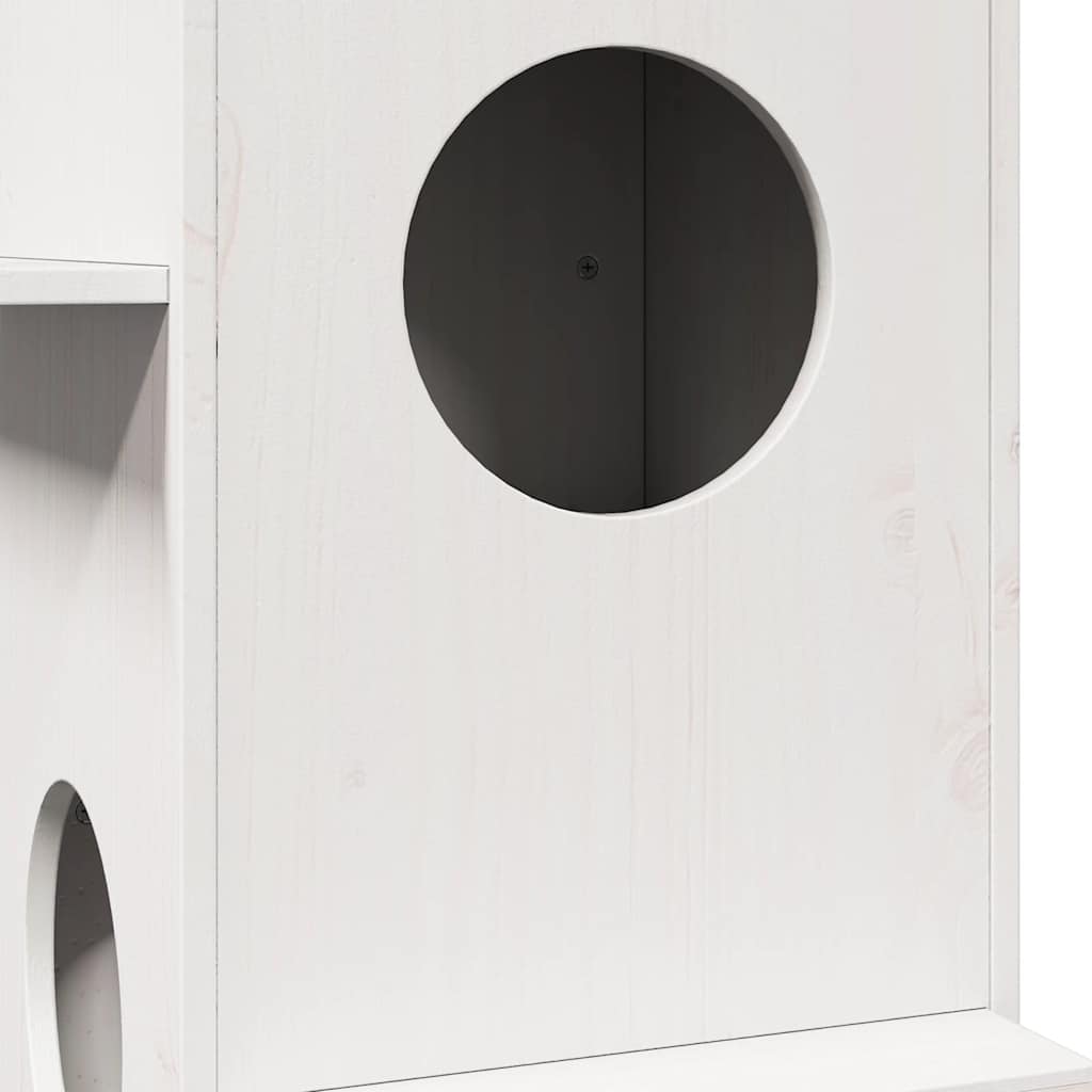 Cuccia per Gatti Bianca 43x43x90 cm in Legno Massello di Pino 859299