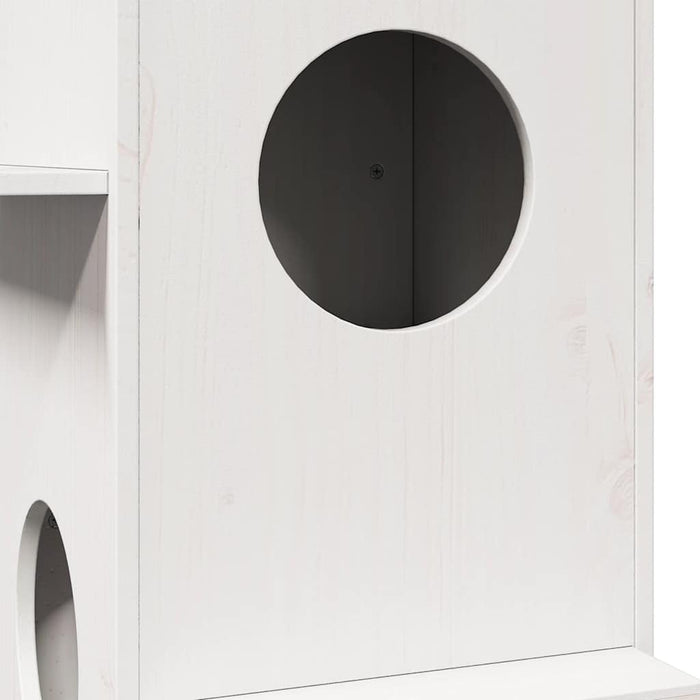 Cuccia per Gatti Bianca 43x43x90 cm in Legno Massello di Pino 859299