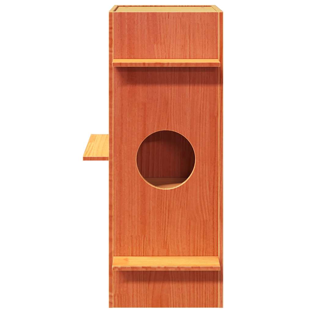 Cuccia per Gatti Marrone Cera 43x43x90cm Legno Massello di Pino 859300