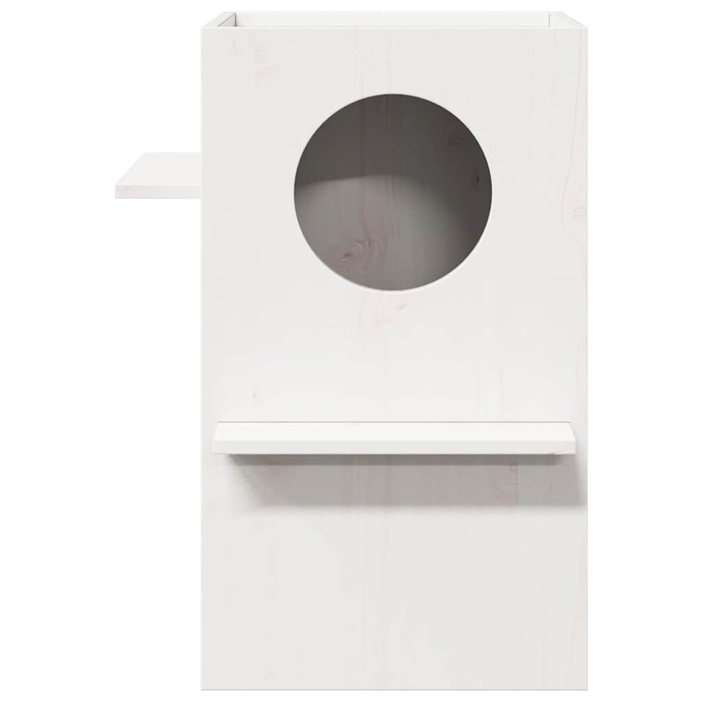 Cuccia per Gatti Bianca 43x43x60 cm in Legno Massello di Pino