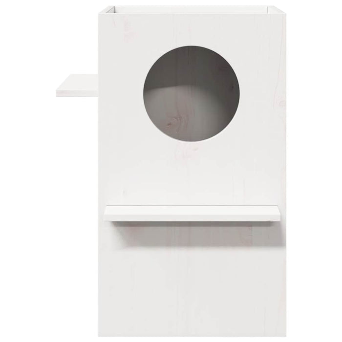 Cuccia per Gatti Bianca 43x43x60 cm in Legno Massello di Pino