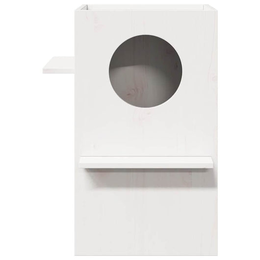 Cuccia per Gatti Bianca 43x43x60 cm in Legno Massello di Pino 859302