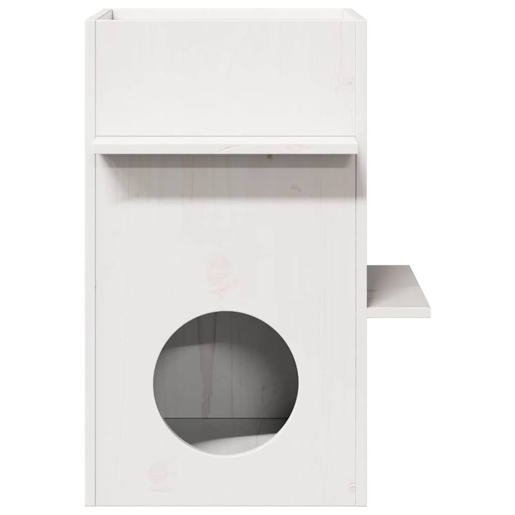 Cuccia per Gatti Bianca 43x43x60 cm in Legno Massello di Pino