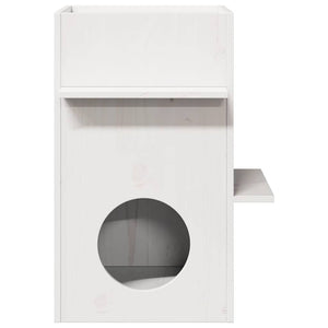 Cuccia per Gatti Bianca 43x43x60 cm in Legno Massello di Pino