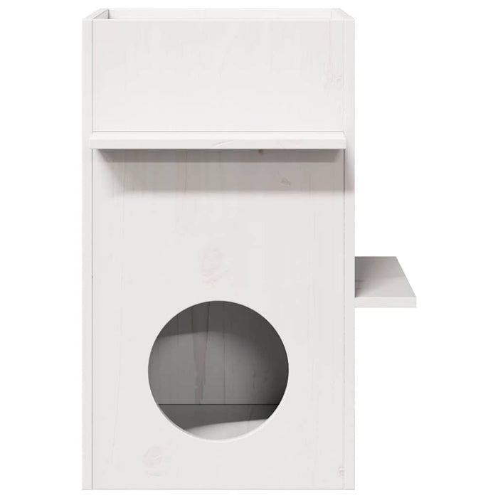 Cuccia per Gatti Bianca 43x43x60 cm in Legno Massello di Pino 859302