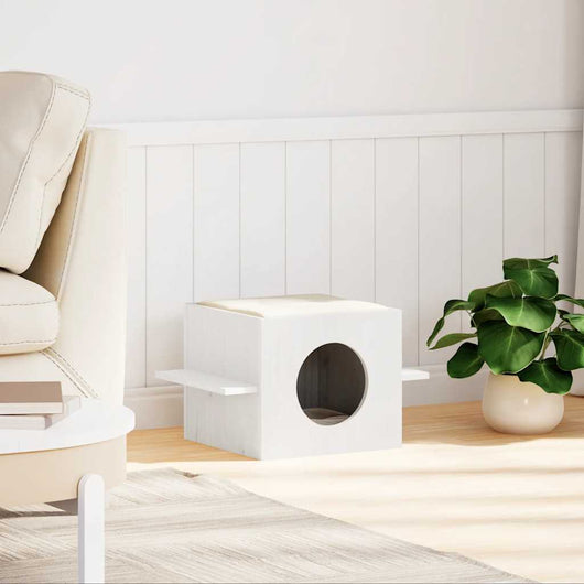 vidaXL Cuccia per Gatti Bianca 51x35x30 cm in Legno Massello di Pino