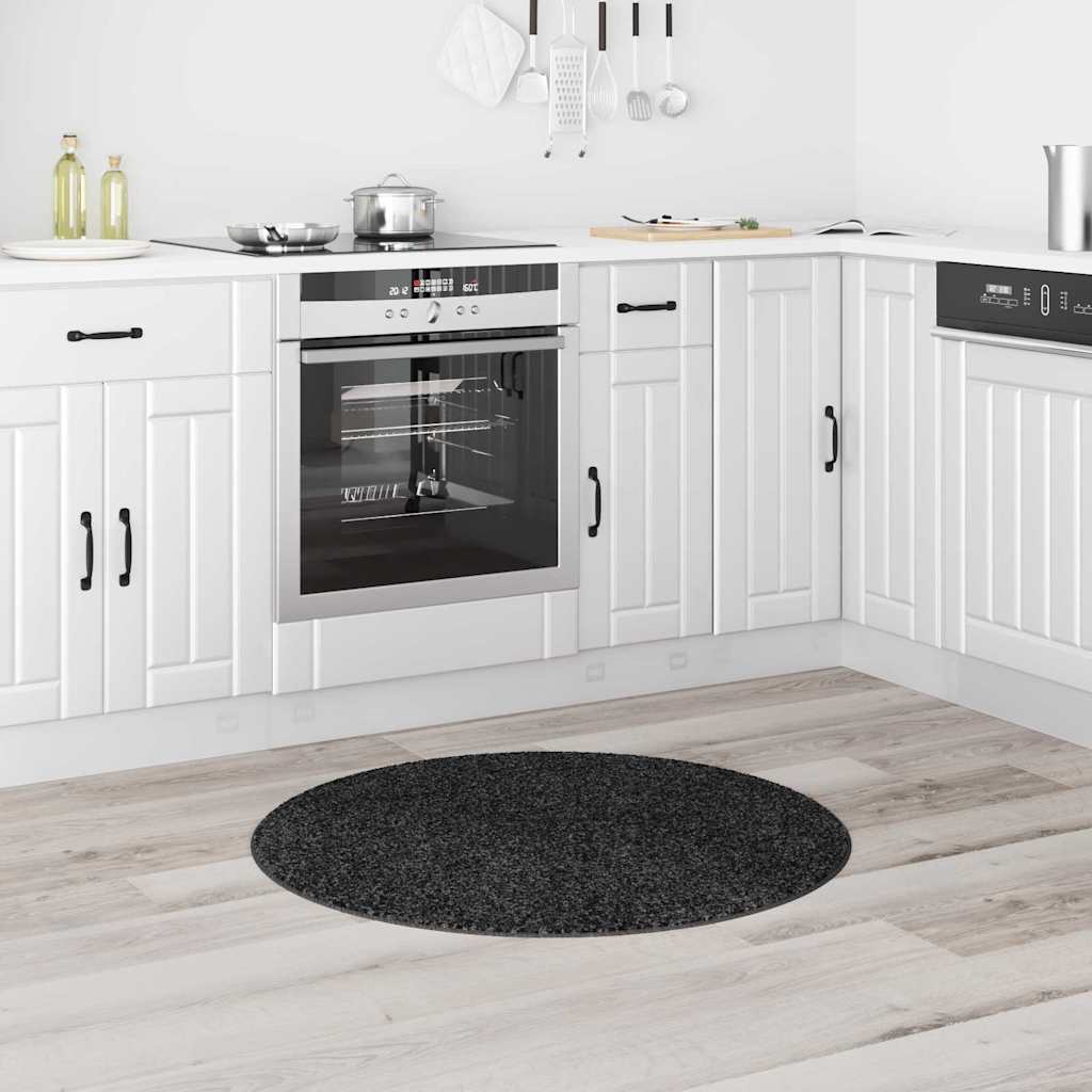 Tappeto Shaggy Antiscivolo Grigio scuro 90 x 90 cm PP 4019773