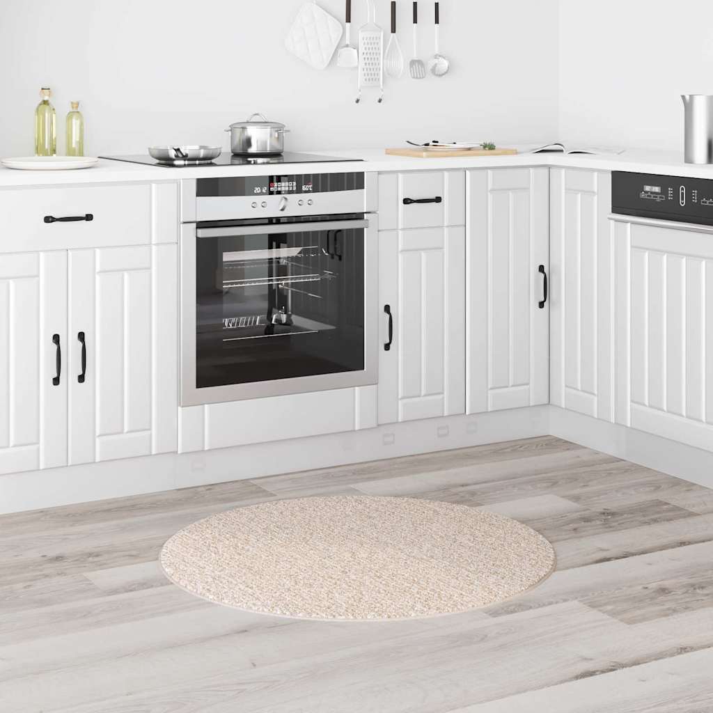 Tappeto Shaggy Antiscivolo Crema 90 x 90 cm PP 4019787