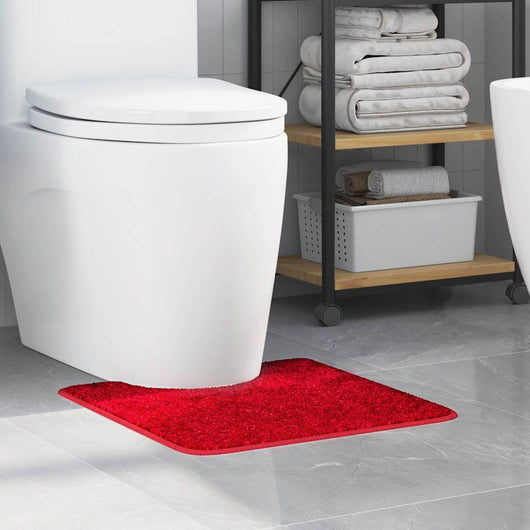 Tappeto Antiscivolo per Bagno con Taglio per Toilette Rosso 4019818