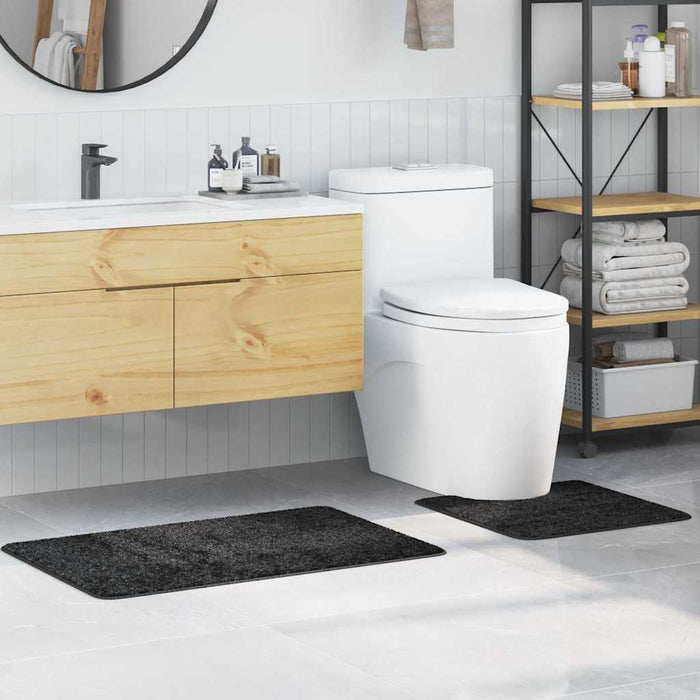 Set di tappetini antiscivolo per il bagno 2 pcs Grigio scuro PP 4019854
