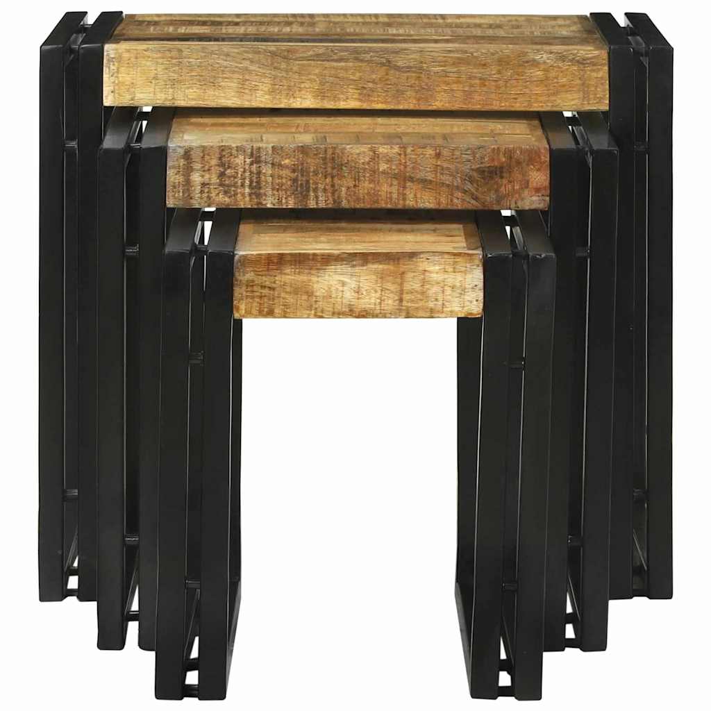 Tavolo Nesting 3 pcs Legno massello di mango ruvido 4104727