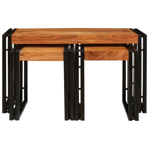 Tavoli da Fine 3 pcs Marrone e nero Legno massello di acacia 4104731