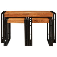 vidaXL Tavoli da Fine 3 pcs Marrone e nero Legno massello di acacia
