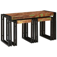 Tavolo Nesting 3 pcs Marrone e nero legno massello di riciclo 4104732