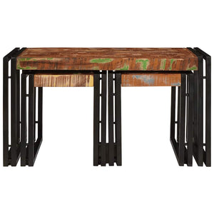 Tavolo Nesting 3 pcs Marrone e nero legno massello di riciclo 4104732