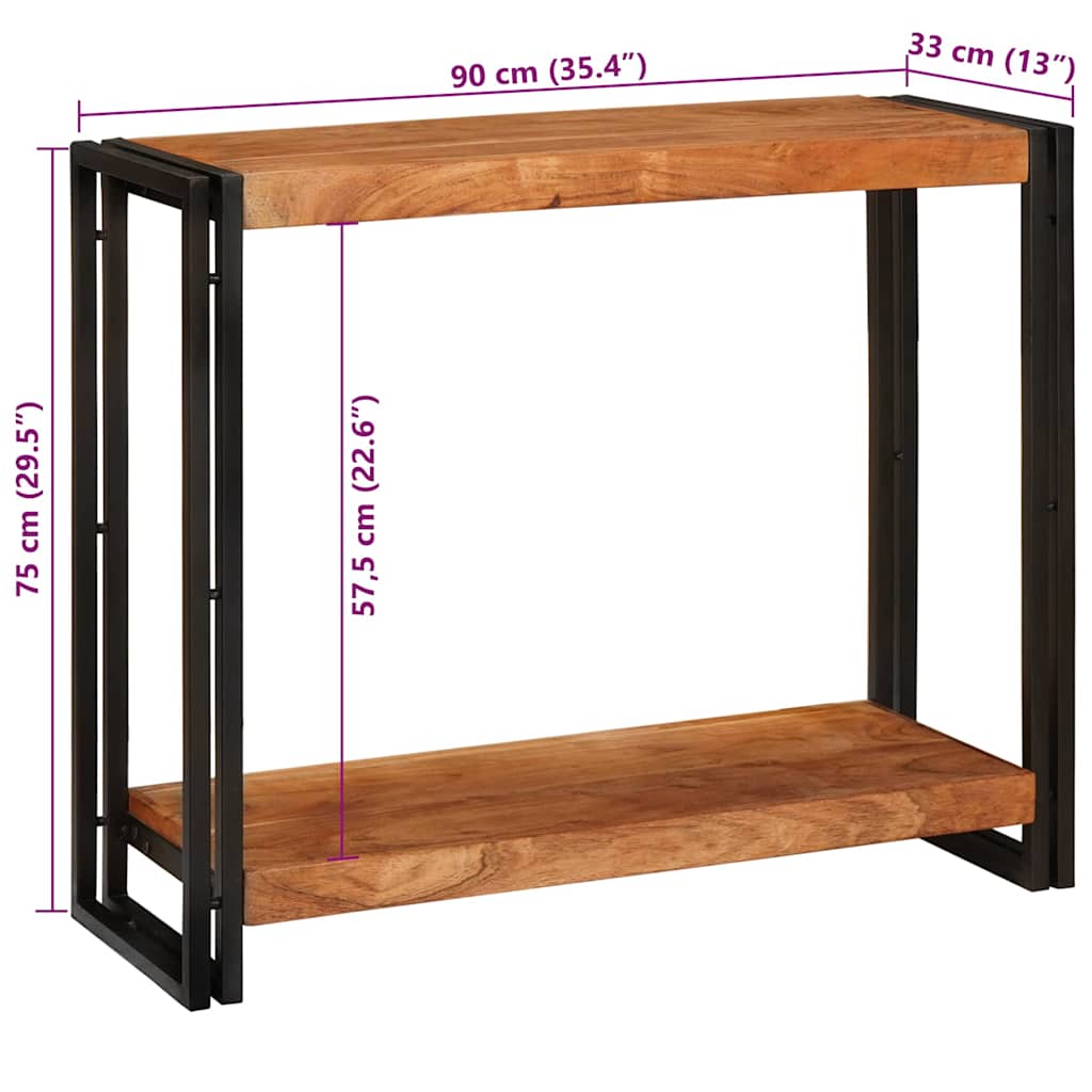 vidaXL Tavolo consolle 90 x 33 x 75 cm legno massello di acacia