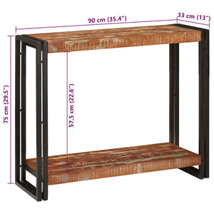 vidaXL Tavolo consolle 90 x 33 x 75 cm legno massello di riciclo