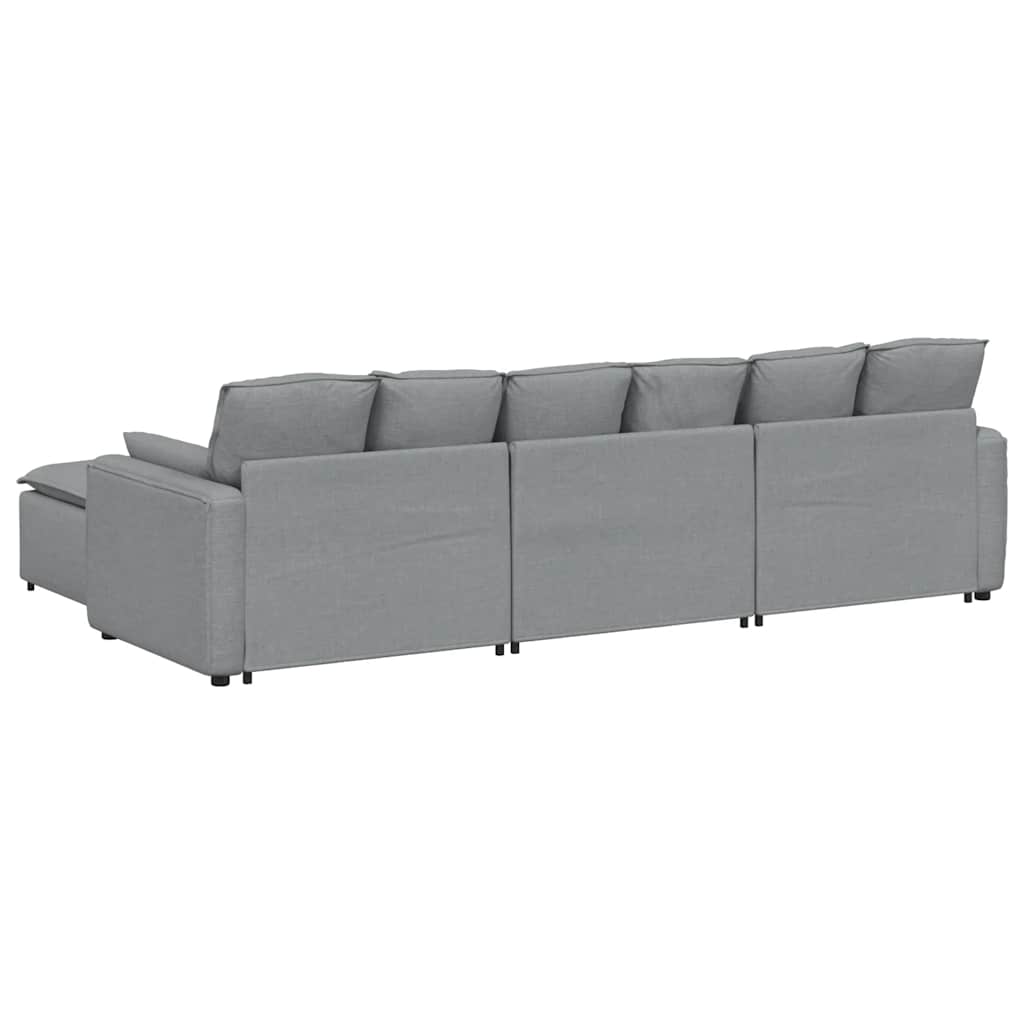 vidaXL Divano Modulare con Poggiapiedi e Cuscini Grigio Chiaro