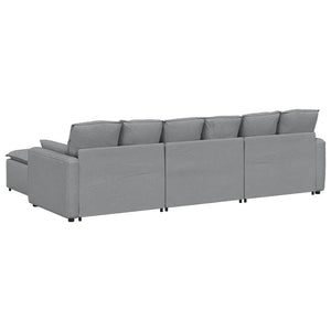 vidaXL Divano Modulare con Poggiapiedi e Cuscini Grigio Chiaro