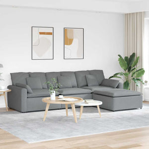 vidaXL Divano Modulare con Poggiapiedi e Cuscini Grigio Chiaro