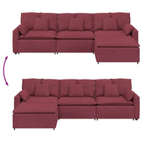 vidaXL Divano Modulare con Poggiapiedi e Cuscini Rosso Vino