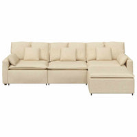 vidaXL Divano Modulare con Poggiapiedi e Cuscini Crema