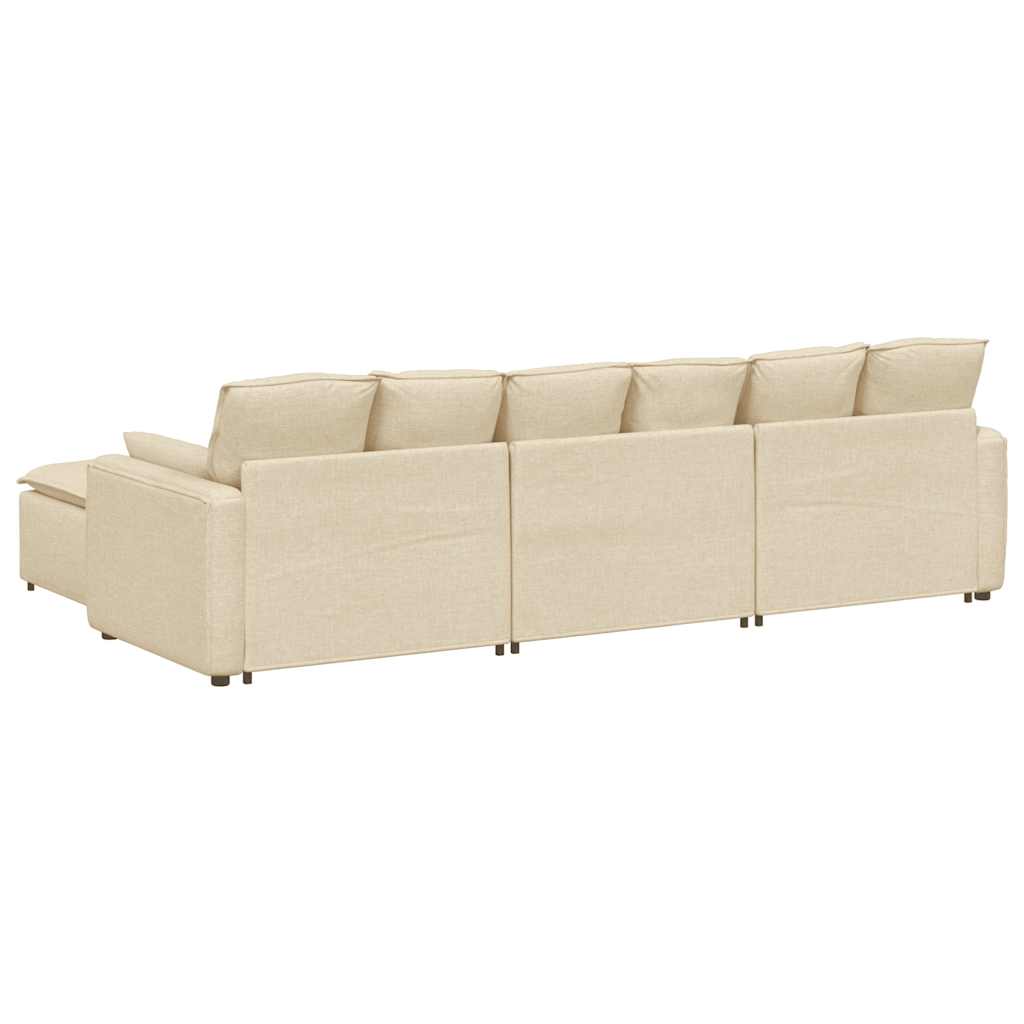 vidaXL Divano Modulare con Poggiapiedi e Cuscini Crema