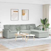 vidaXL Divano Modulare con Poggiapiedi e Cuscini Grigio Chiaro