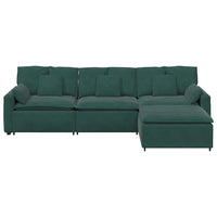Divano Modulare con Poggiapiedi e Cuscini Verde Scuro 3321071