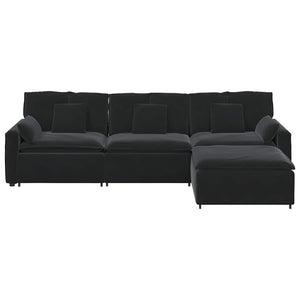 vidaXL Divano Modulare con Poggiapiedi e Cuscini Nero
