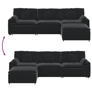 vidaXL Divano Modulare con Poggiapiedi e Cuscini Nero