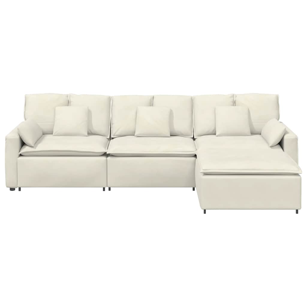 vidaXL Divano Modulare con Poggiapiedi e Cuscini Crema