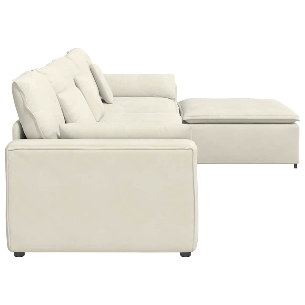 vidaXL Divano Modulare con Poggiapiedi e Cuscini Crema