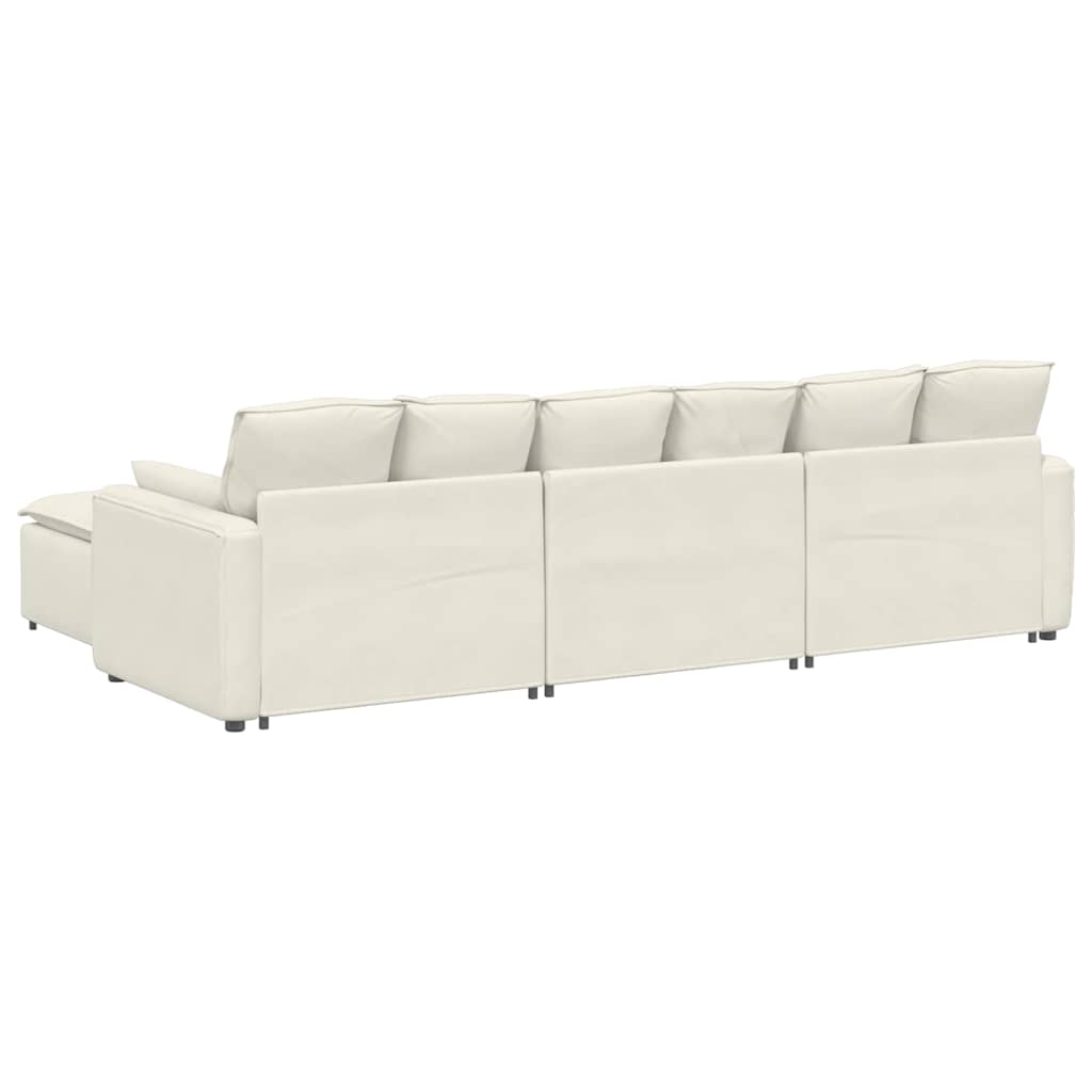vidaXL Divano Modulare con Poggiapiedi e Cuscini Crema