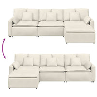 vidaXL Divano Modulare con Poggiapiedi e Cuscini Crema