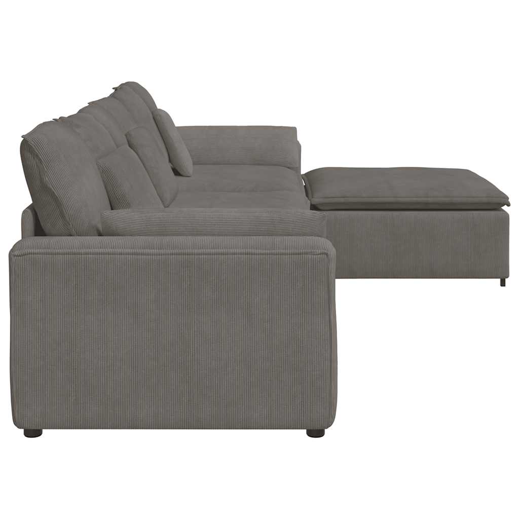 vidaXL Divano Modulare con Poggiapiedi e Cuscini Grigio Chiaro