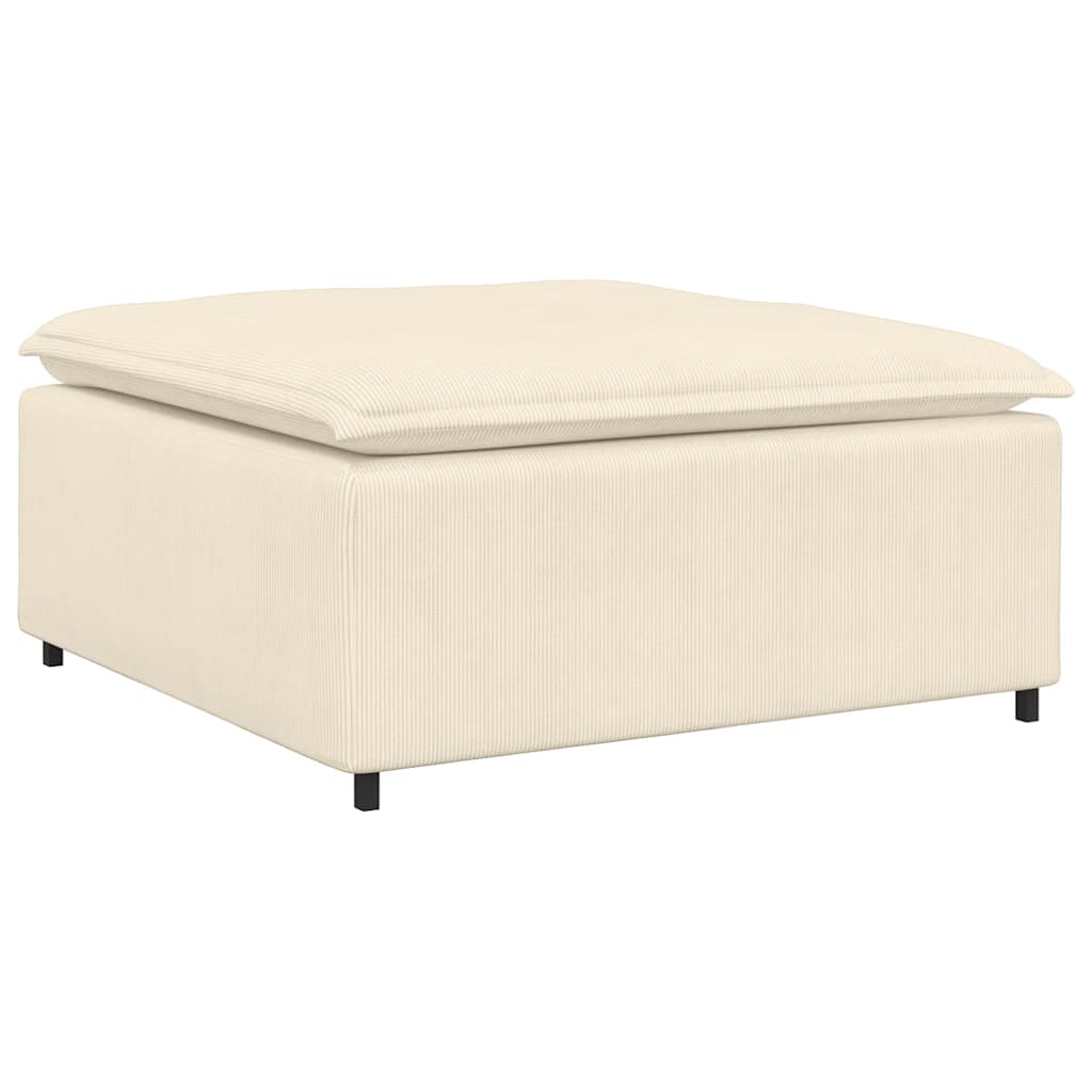 Divano Modulare con Poggiapiedi e Cuscini Crema