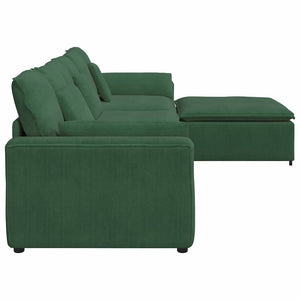 Divano Modulare con Poggiapiedi e Cuscini Verde Giungla 3321082