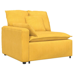 Divano Modulare con Poggiapiedi e Cuscini Giallo Chiaro 3321083