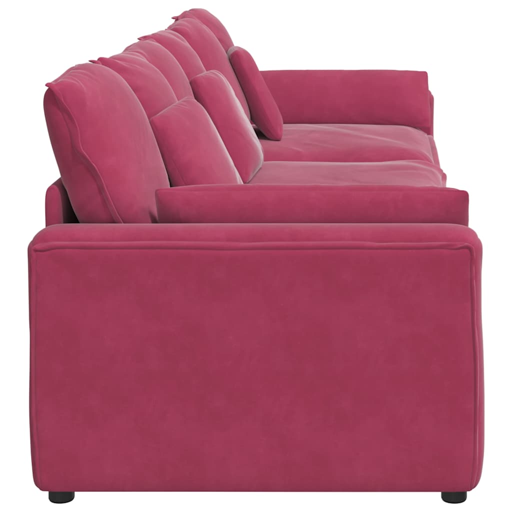 Divano Modulare con Cuscini Rosso Vino