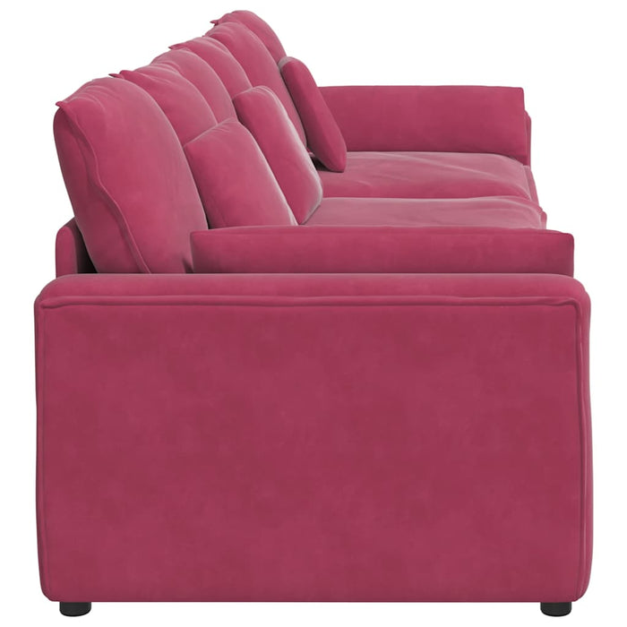 Divano Modulare con Cuscini Rosso Vino