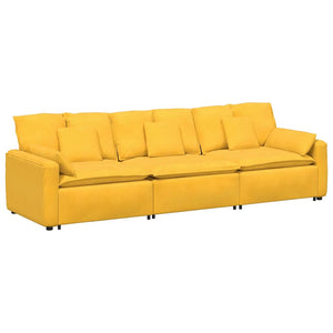 Divano Modulare con Cuscini Giallo Chiaro 3321113