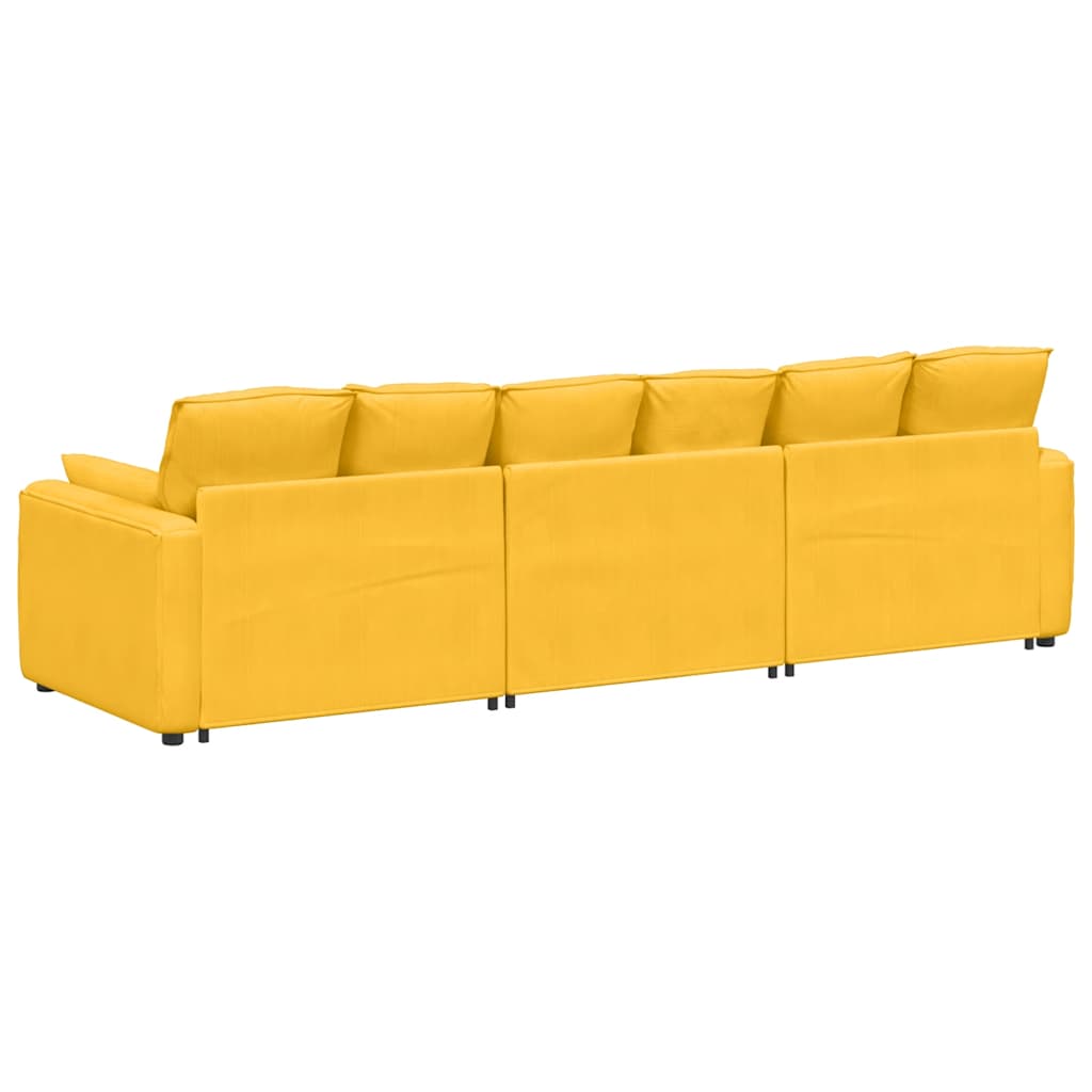 Divano Modulare con Cuscini Giallo Chiaro 3321113