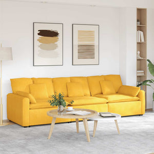 Divano Modulare con Cuscini Giallo Chiaro 3321113
