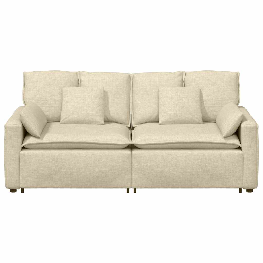 Divano Modulare con Cuscini Crema